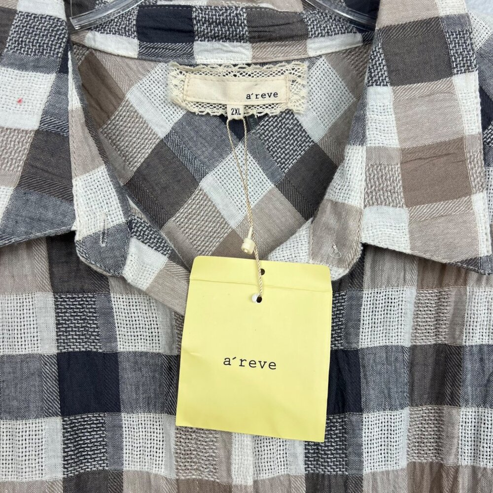 NWT A'reve Women's Plaid & Lace Button Up Sleeveless Shirt Dress Size 2XL - Picture 7 of 7